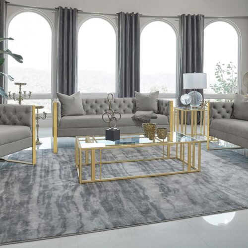 Eastbrook 3-piece Velvet Upholstered Tufted Sofa Set Grey