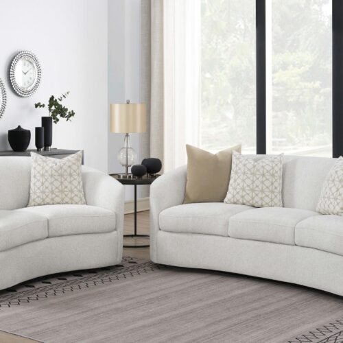 Rainn 2-piece Boucle Upholstered Sloped Arm Sofa Set Latte