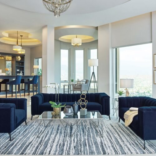 Chalet 3-piece Upholstered Tuxedo Arm Tufted Sofa Set Blue