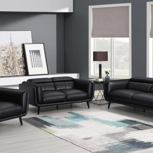 Shania 3-piece Upholstered Low Back Sofa Set Black
