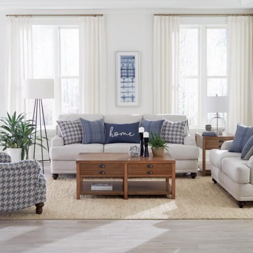 Glenn 3-piece Upholstered Sofa Set Light Grey and Blue