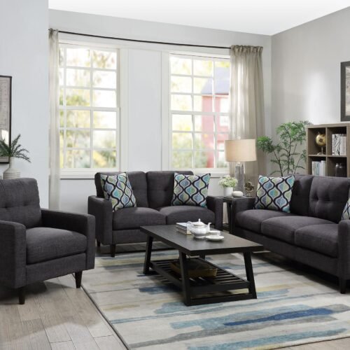 Watsonville 3-piece Upholstered Track Arm Sofa Set Grey