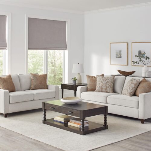 Christine 2-piece Upholstered Sloped Arm Sofa Set Beige