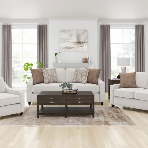 Christine 3-piece Upholstered Sloped Arm Sofa Set Beige