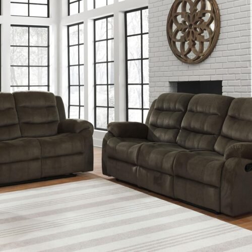 Rodman 2-piece Upholstered Reclining Sofa Set Olive Brown