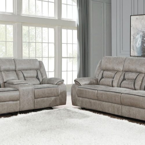 Greer 2-piece Upholstered Reclining Sofa Set Taupe