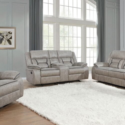 Greer 3-piece Upholstered Reclining Sofa Set Taupe