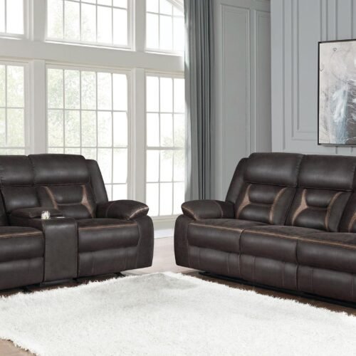Greer 2-piece Upholstered Reclining Sofa Set Brown