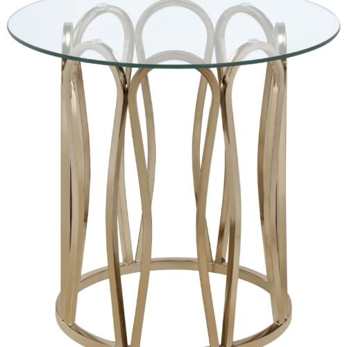 Monett Round Glass Top Side End Table Chocolate Chrome