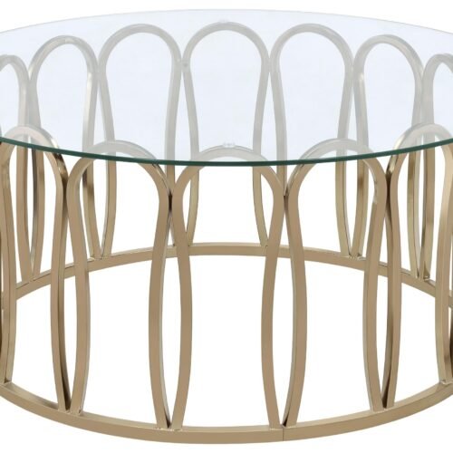 Monett Round Glass Top Coffee Table Chocolate Chrome