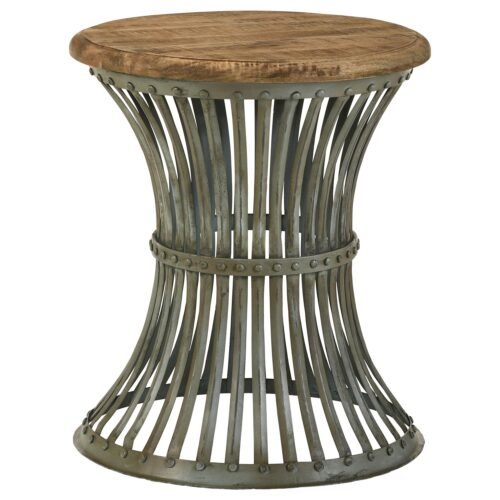 Matyas Round Wire Frame Accent Side Table Antiqued Blue