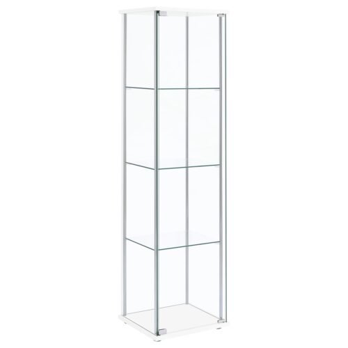 Bellatrix 4-shelf Clear Glass Curio Cabinet White