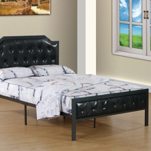 Twin Black PU Metal Bed B907T