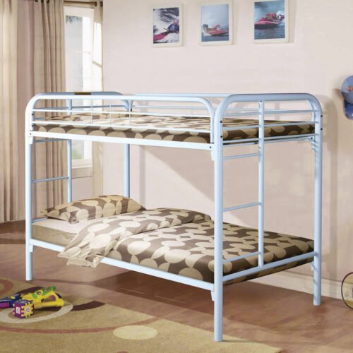 Twin / Twin White Metal Bunkbed S484