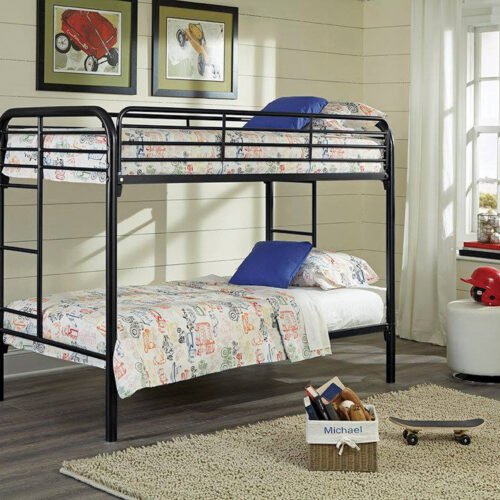 Twin / Twin Black Metal Bunkbed S485