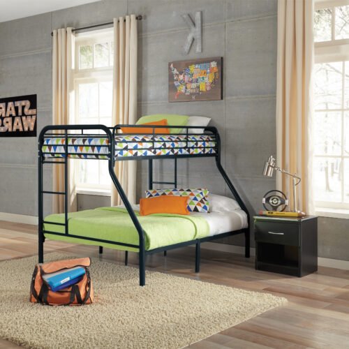 Twin / Full Black Metal Bunkbed S495
